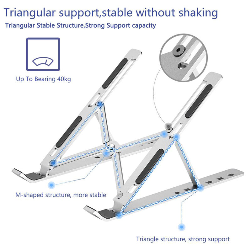 Aluminum 6 Height Ergonomic Portable Laptop Stand