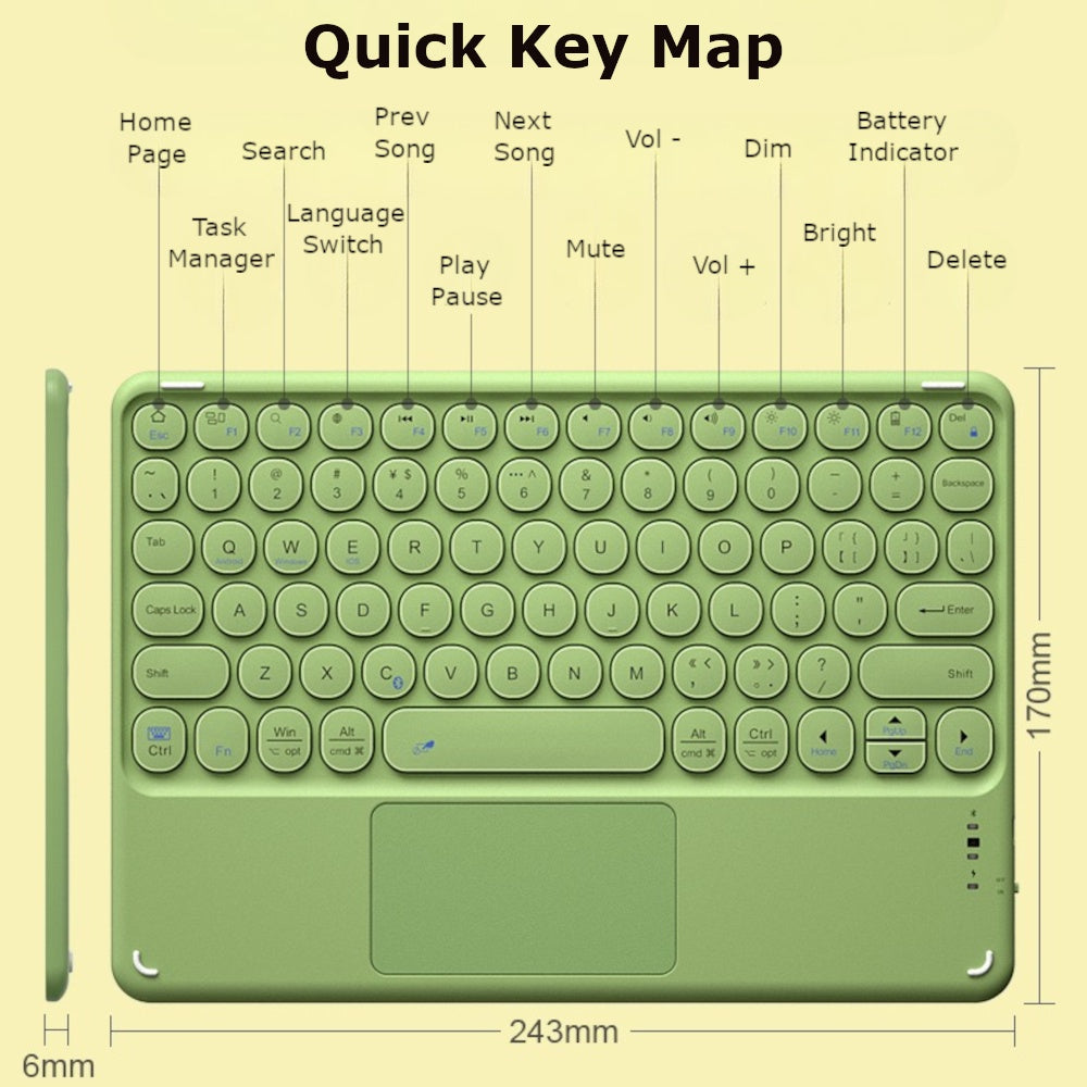 BOW Mini Bluetooth Wireless Keyboard With Touchpad