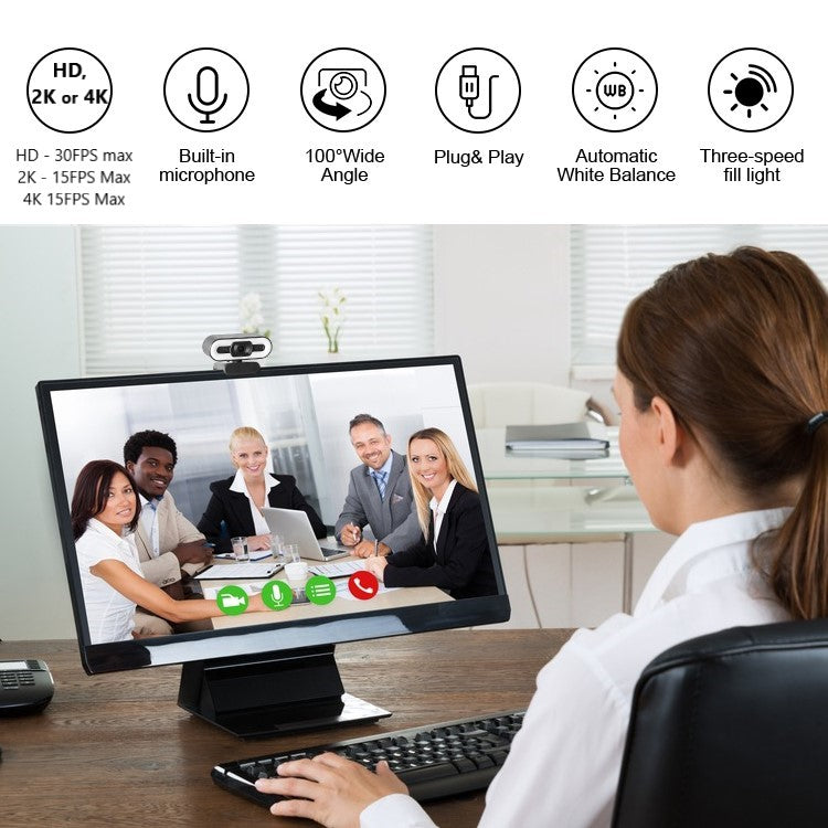 Mojo HD 4K Webcam: Auto Focus & LED for PC & Mac