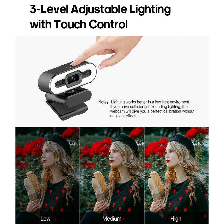Mojo HD 4K Webcam: Auto Focus & LED for PC & Mac