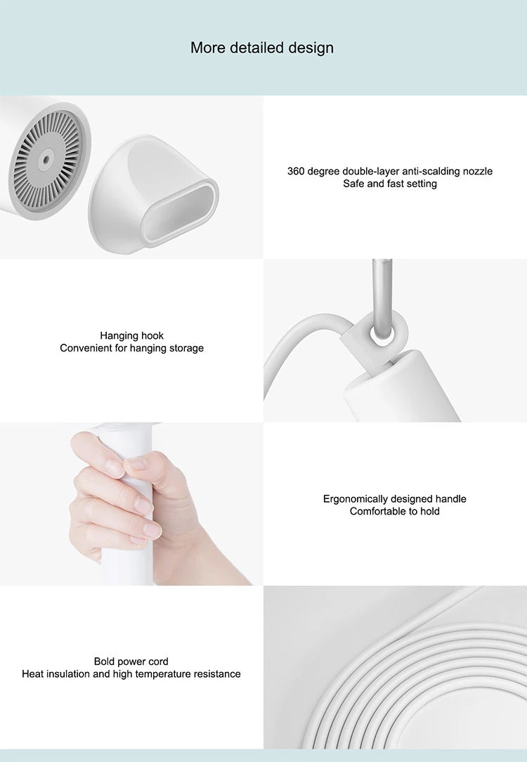 Xiaomi H300 1600W Negative Ion Hair Dryer with Constant Temperature