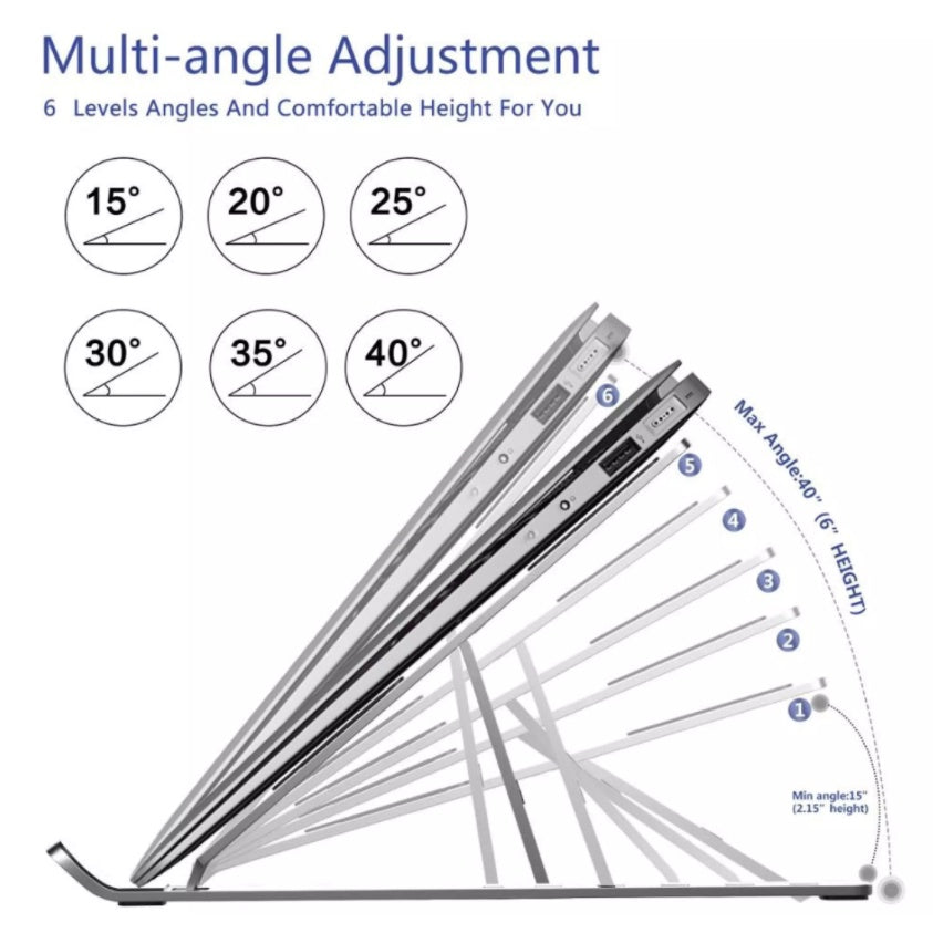 Aluminum 6 Height Ergonomic Portable Laptop Stand