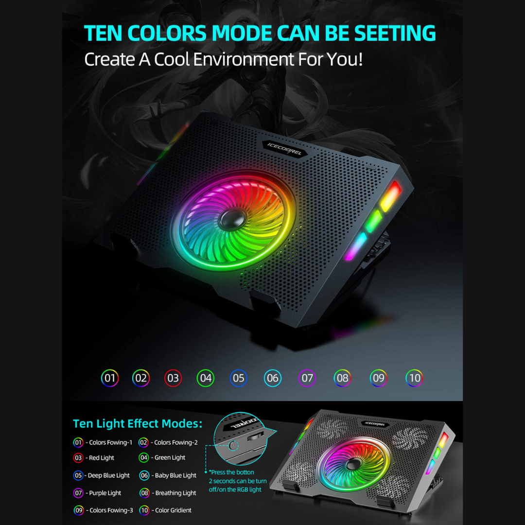 Ice Coorel A13 Ergonomic RGB 5 Fan Laptop Cooler