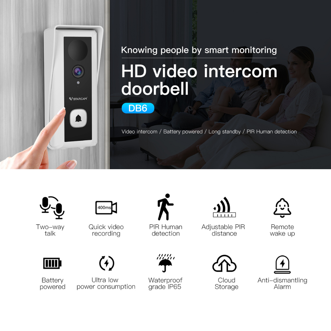 VSTARCAM DB6 Smart WIFI Video Doorbell with Chime