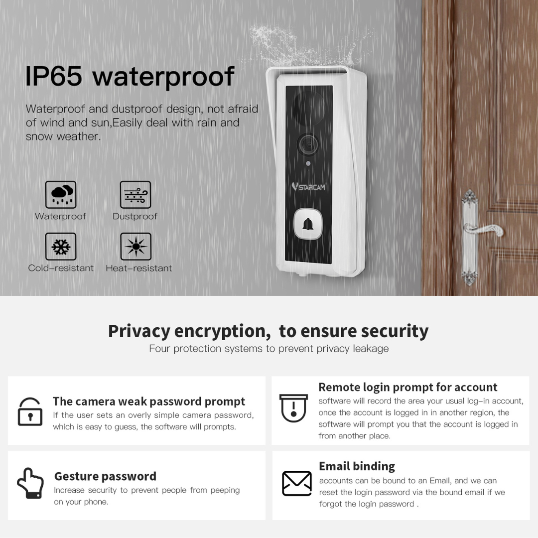 VSTARCAM DB6 Smart WIFI Video Doorbell with Chime