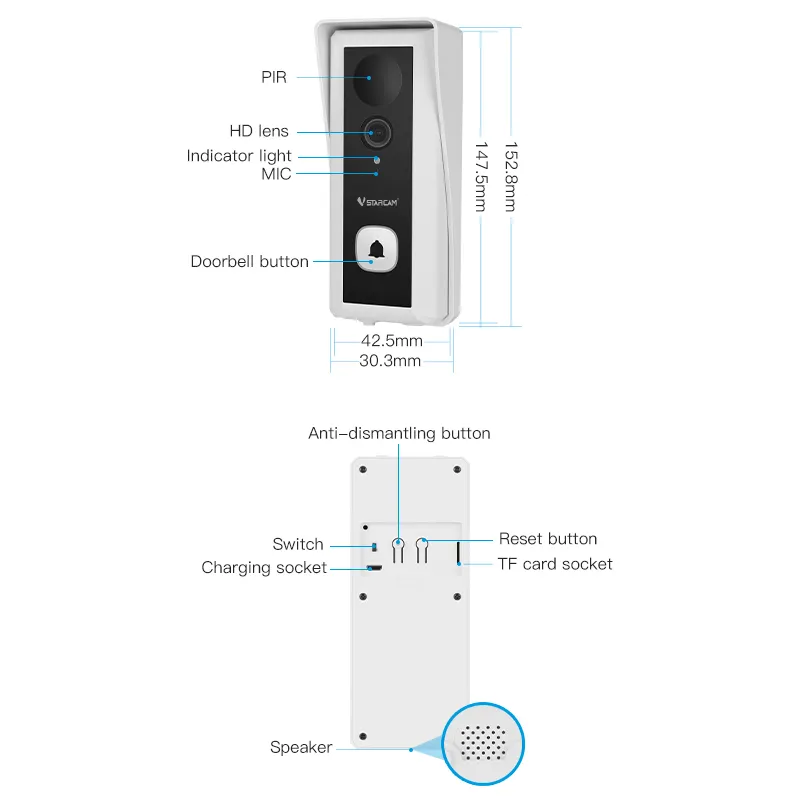 VSTARCAM DB6 Smart WIFI Video Doorbell with Chime