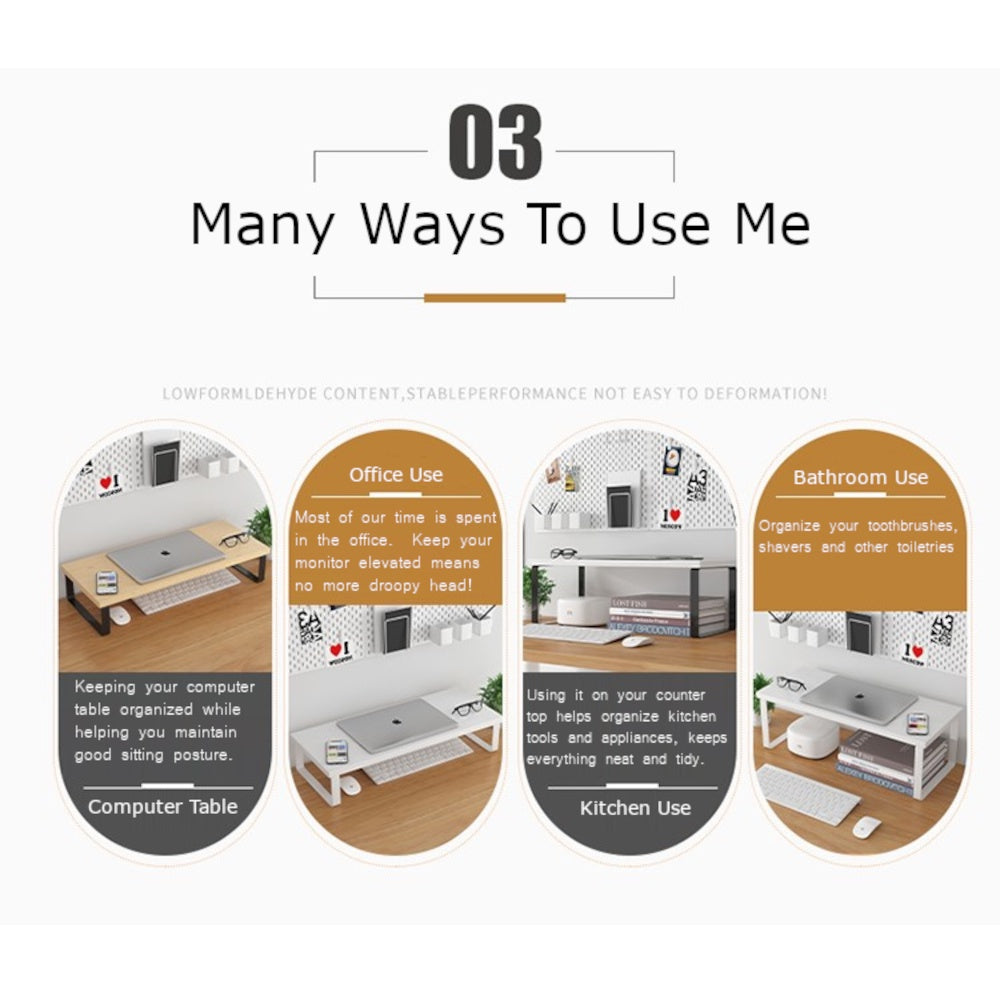 Mojo Wooden Monitor Stand Office Organizer