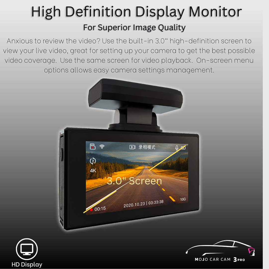 Mojo Car Cam 3 Pro 4K Front and Back HD Car Camera