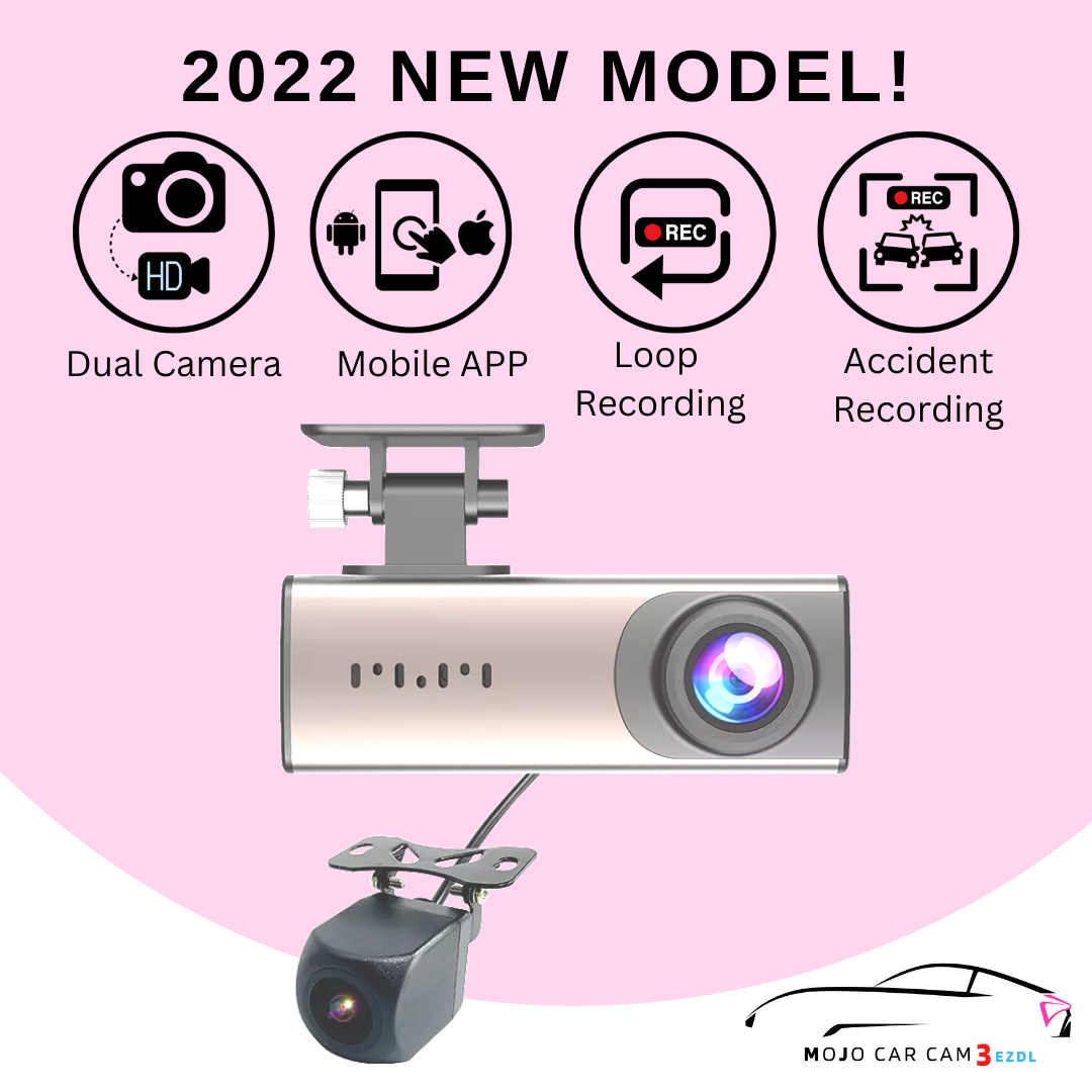 Mojo Car Camera 3 EZDL Dual HD Front and Back Camera Dash Cam