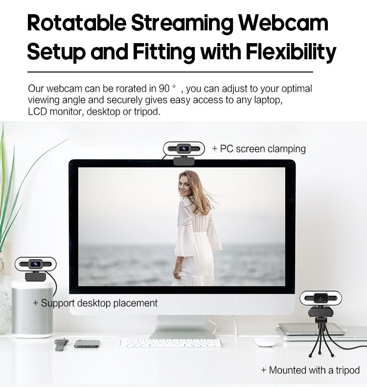 Mojo HD 4K Webcam: Auto Focus & LED for PC & Mac